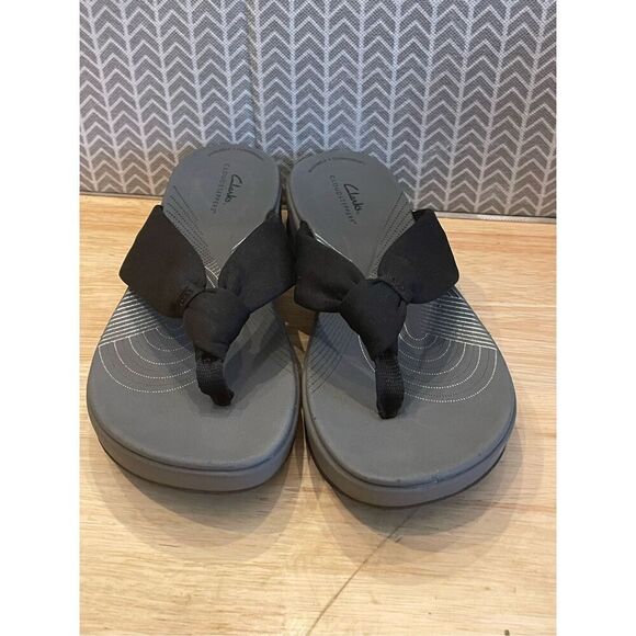 Clarks Cloudsteppers Cushioned Flip Flops Women's 9 Gray Black Arla Kaylie Shoe - Picture 2 of 8